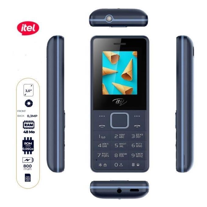 Téléphone Bescla It2160 Bleu - 2 Sim - Radio Fm - Caméra 0.5mp - 1000mAh
