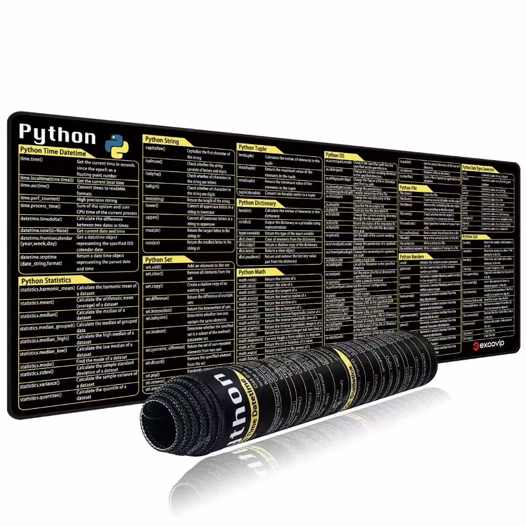 Tapis de Bureau Référence Python/Excel – Design Mi...