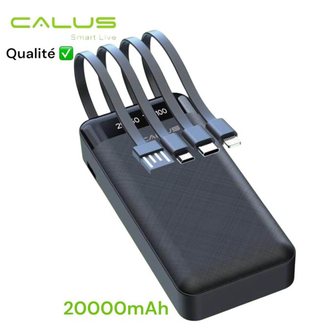 Calus Power Bank 20000mAh P-267 – Charge rapide, 4 câbles intégrés