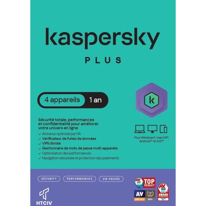 Kaspersky Plus – Solution de sécurité 4 postes