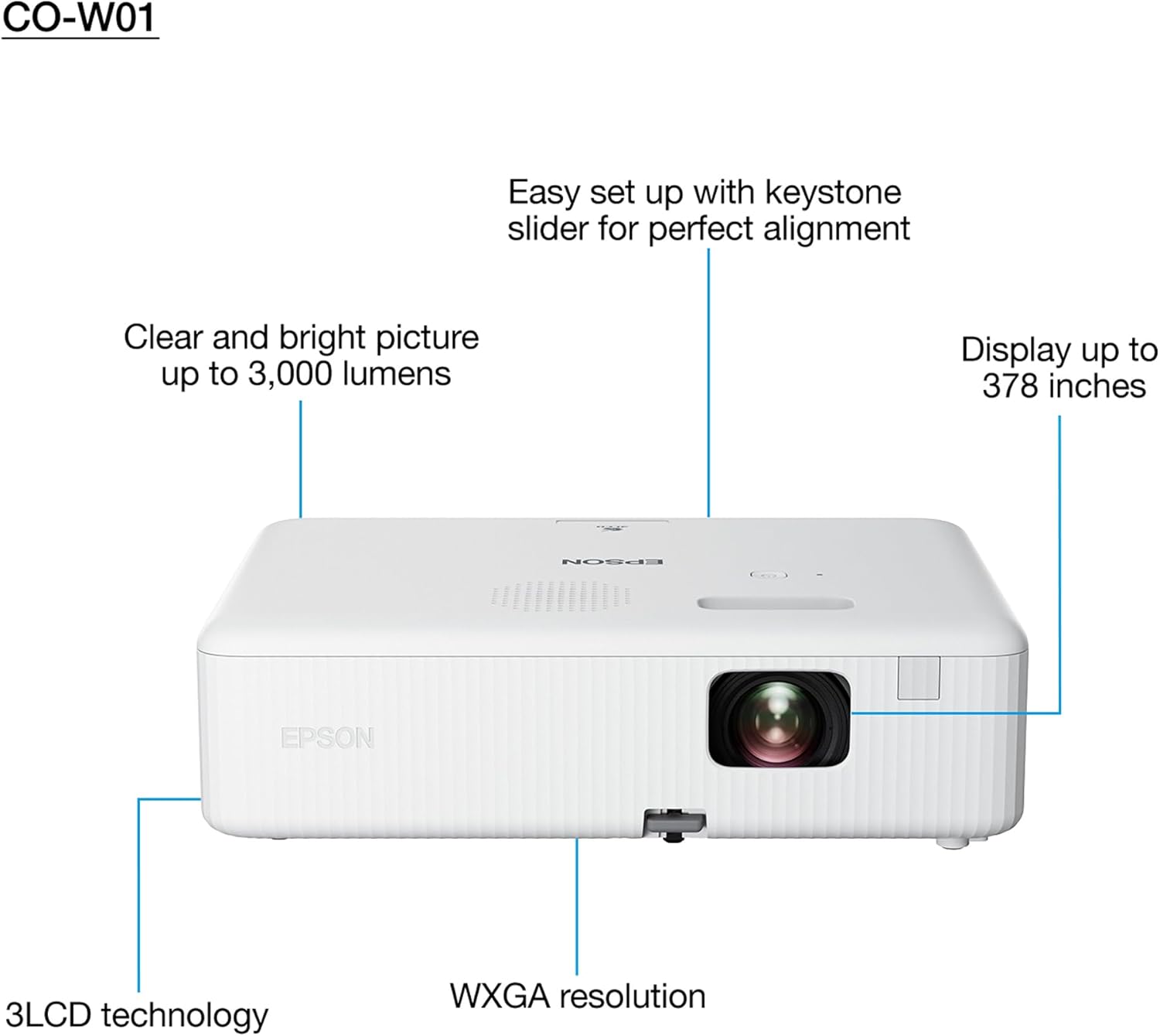 Epson CO-W01 3LCD Projecteur WXGA 3000 lumens