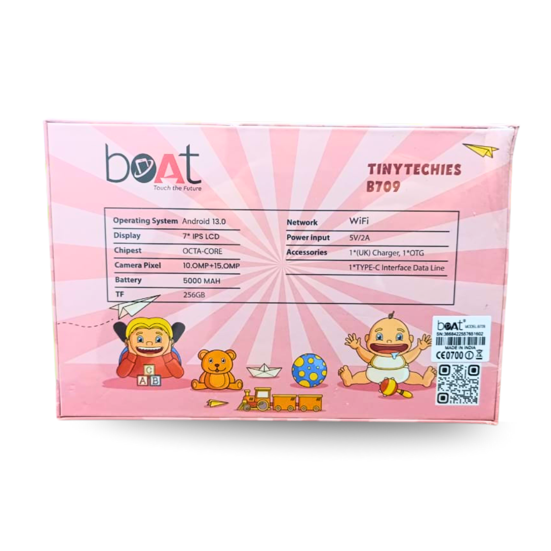 Tablette Enfant boAT TinyTechies B709 – 7 pouces, Android 13, Octa-Core, 5000 mAh